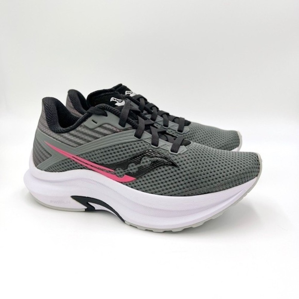 NEW Saucony Womens Size 5 Axon Gray Pink Black White Running‎ Shoes Sneakers